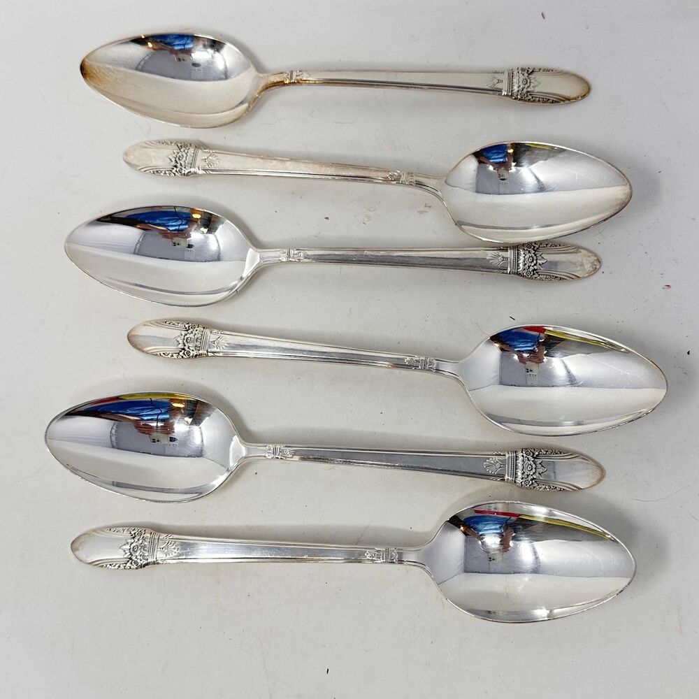 1847 Rogers Bros First Love Silverplate Tablespoons Lot of 6 Serving Spoons 1937